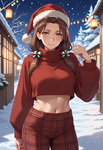 kantai_collection,asagumo_(kancolle),Christmas,plaid trousers  - AI generated anime art