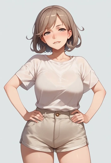 kantai_collection,asagumo_(kancolle),graphic tee,shorts,sneakers  - AI generated anime art