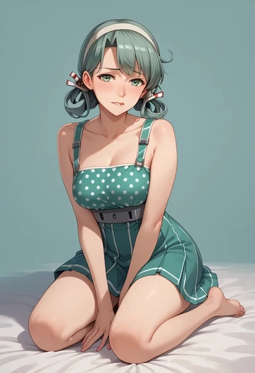 kantai_collection,asagumo_(kancolle),silk slip dress,polka dots  - AI generated anime art