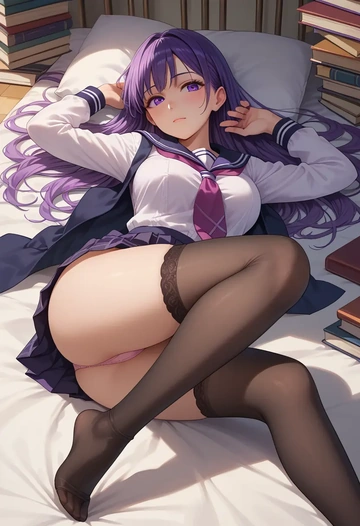 project_sekai,asahina_mafuyu,jk uniform, stockings  - AI generated anime art