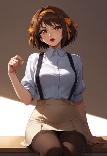 suzumiya_haruhi_no_yuuutsu,asahina_mikuru,secretary,stockings  - AI generated anime art