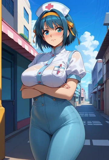 suzumiya_haruhi_no_yuuutsu,asakura_ryouko,nurse  - AI generated anime art