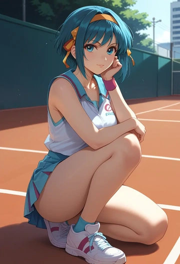 suzumiya_haruhi_no_yuuutsu,asakura_ryouko,tennis skirt  - AI generated anime art