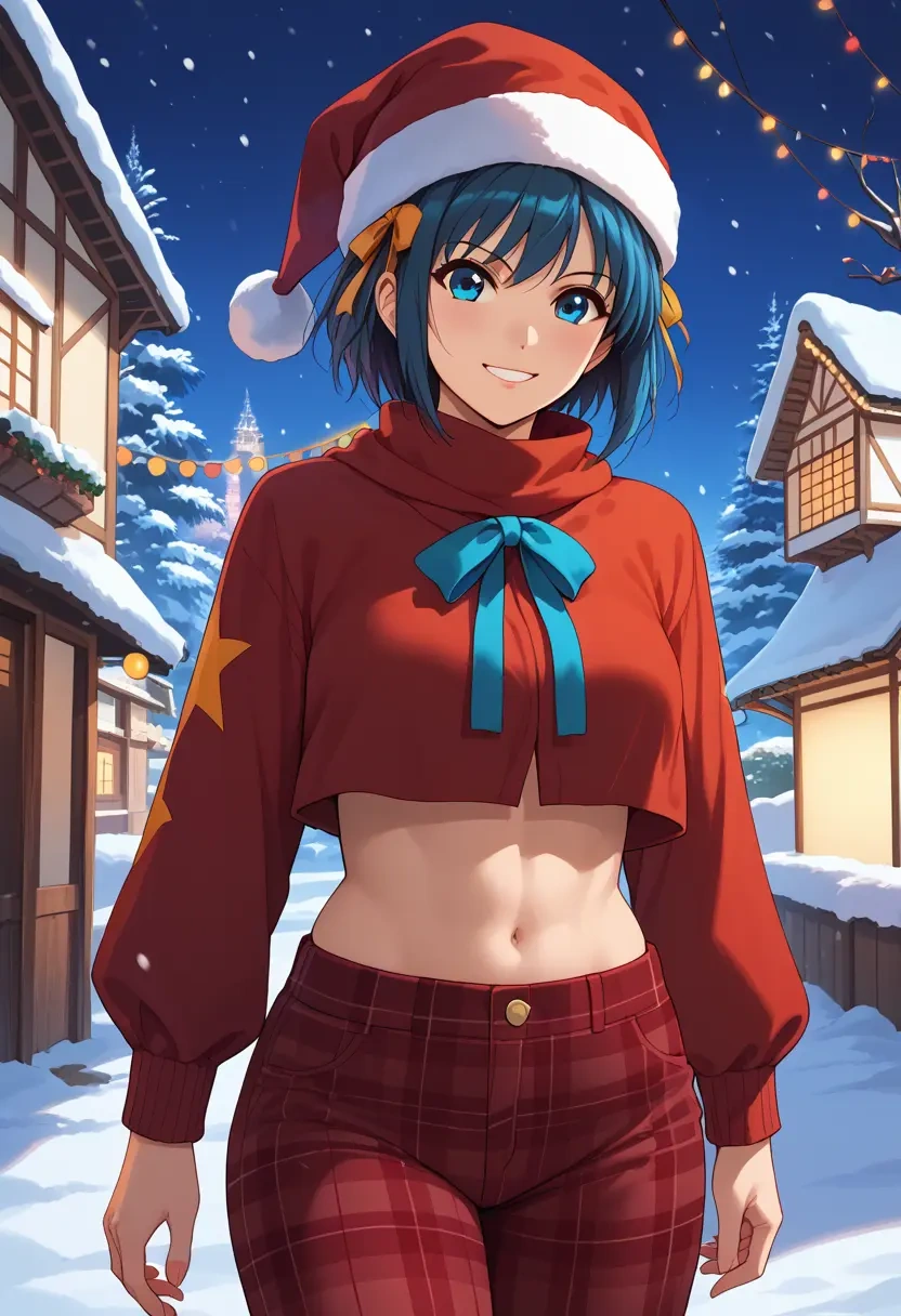 suzumiya_haruhi_no_yuuutsu,asakura_ryouko,Christmas,plaid trousers  - 