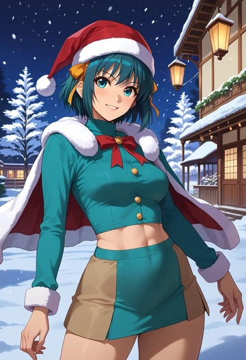 suzumiya_haruhi_no_yuuutsu,asakura_ryouko,Christmas,dress  - AI generated anime art