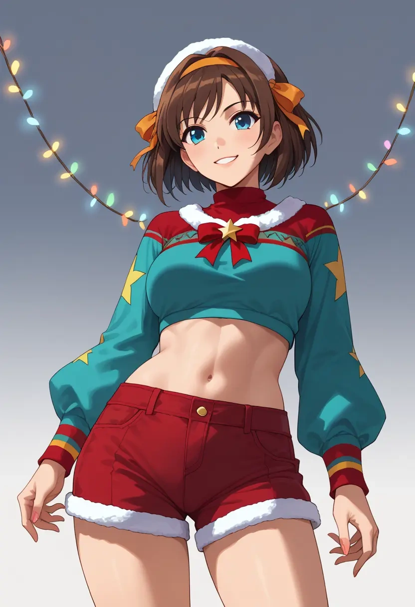 suzumiya_haruhi_no_yuuutsu,asakura_ryouko,Christmas,red velvet shorts  - 