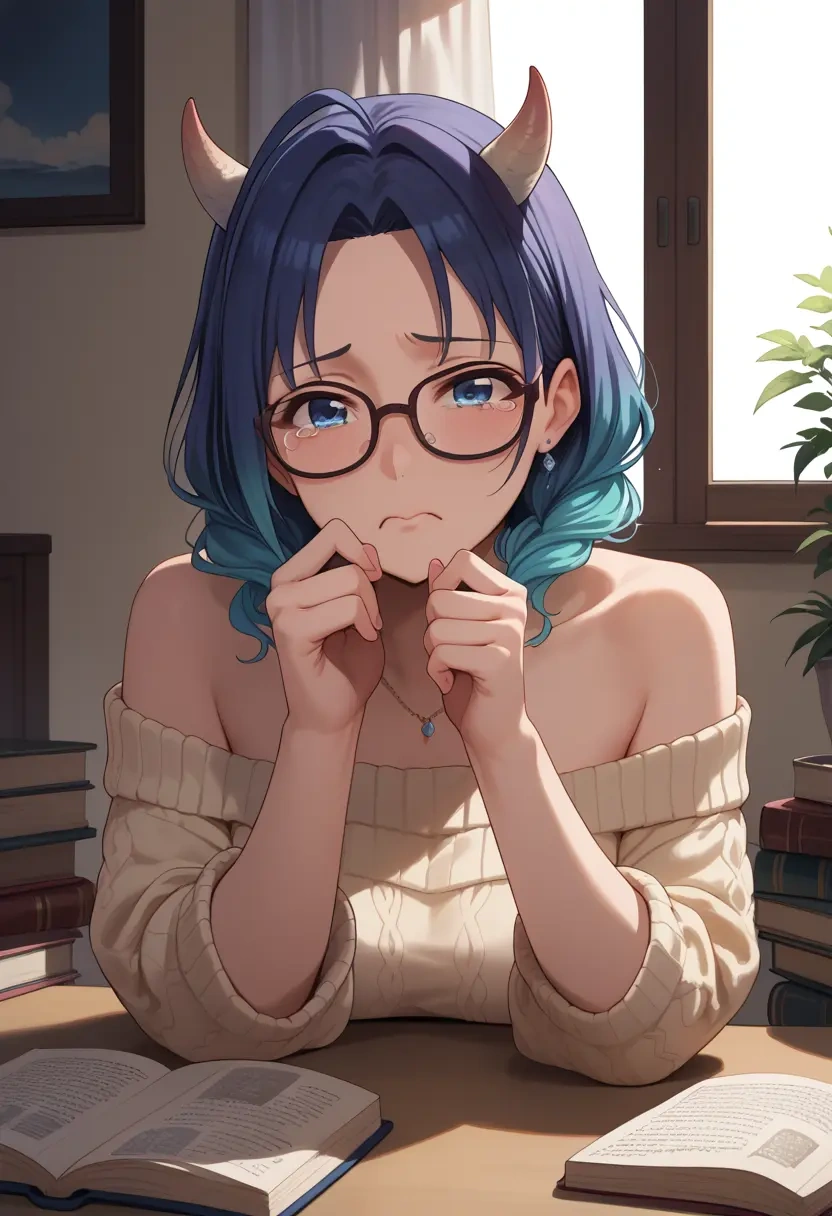 idolmaster,asakura_toru,sweater,panties,off-shoulder,glasses,sexy  - 