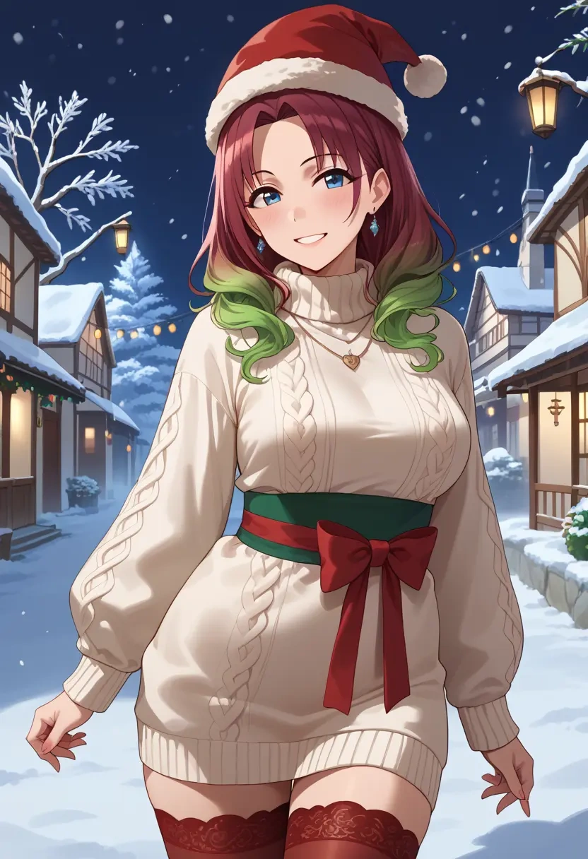 idolmaster,asakura_toru,Christmas,sweater dress,stockings  - 