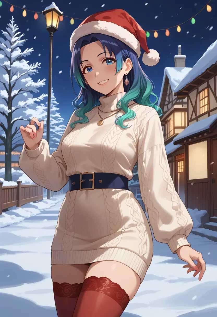 idolmaster,asakura_toru,Christmas,sweater dress,stockings  - 