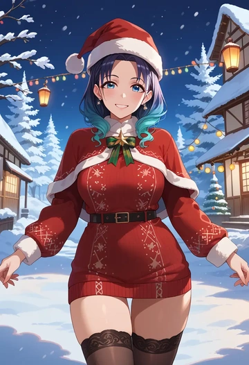 idolmaster,asakura_toru,sweater,stockings,Thigh garters  - AI generated anime art