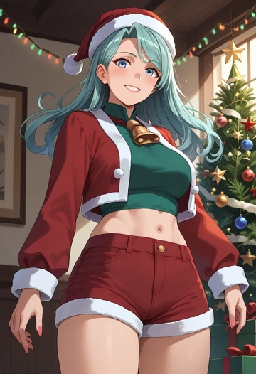 kantai_collection,asashimo_(kancolle),Christmas,red velvet shorts  - AI generated anime art