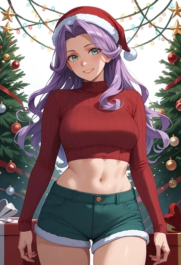 kantai_collection,asashimo_(kancolle),Christmas,red velvet shorts  - AI generated anime art