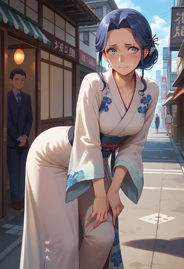 kantai_collection,asashio_(kancolle),kimono,silk,wide-leg trousers  - AI generated anime art