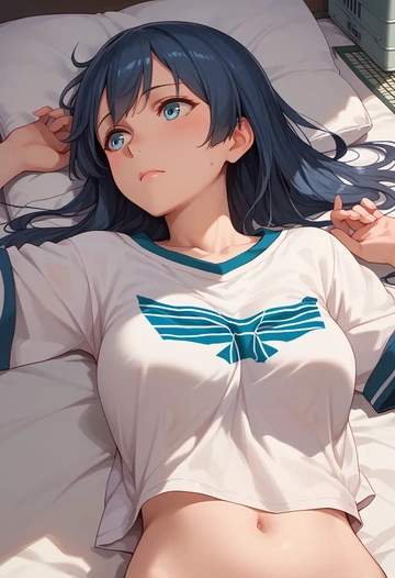 kantai_collection,asashio_(kancolle),handwritten script shirt,dolphin shorts  - AI generated anime art