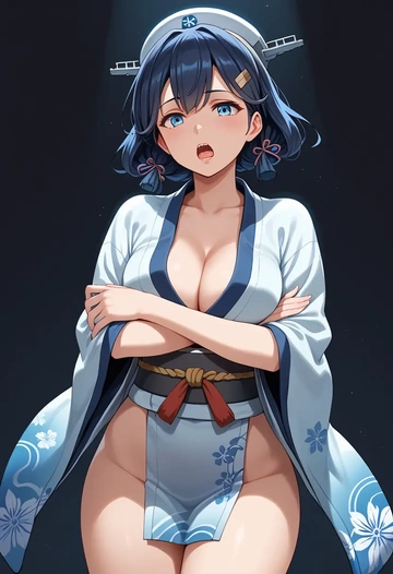 kantai_collection,asashio_kai_ni_(kancolle),kimono,sexy  - AI generated anime art