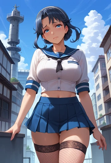 kantai_collection,asashio_kai_ni_(kancolle),mini skirt, stockings  - AI generated anime art