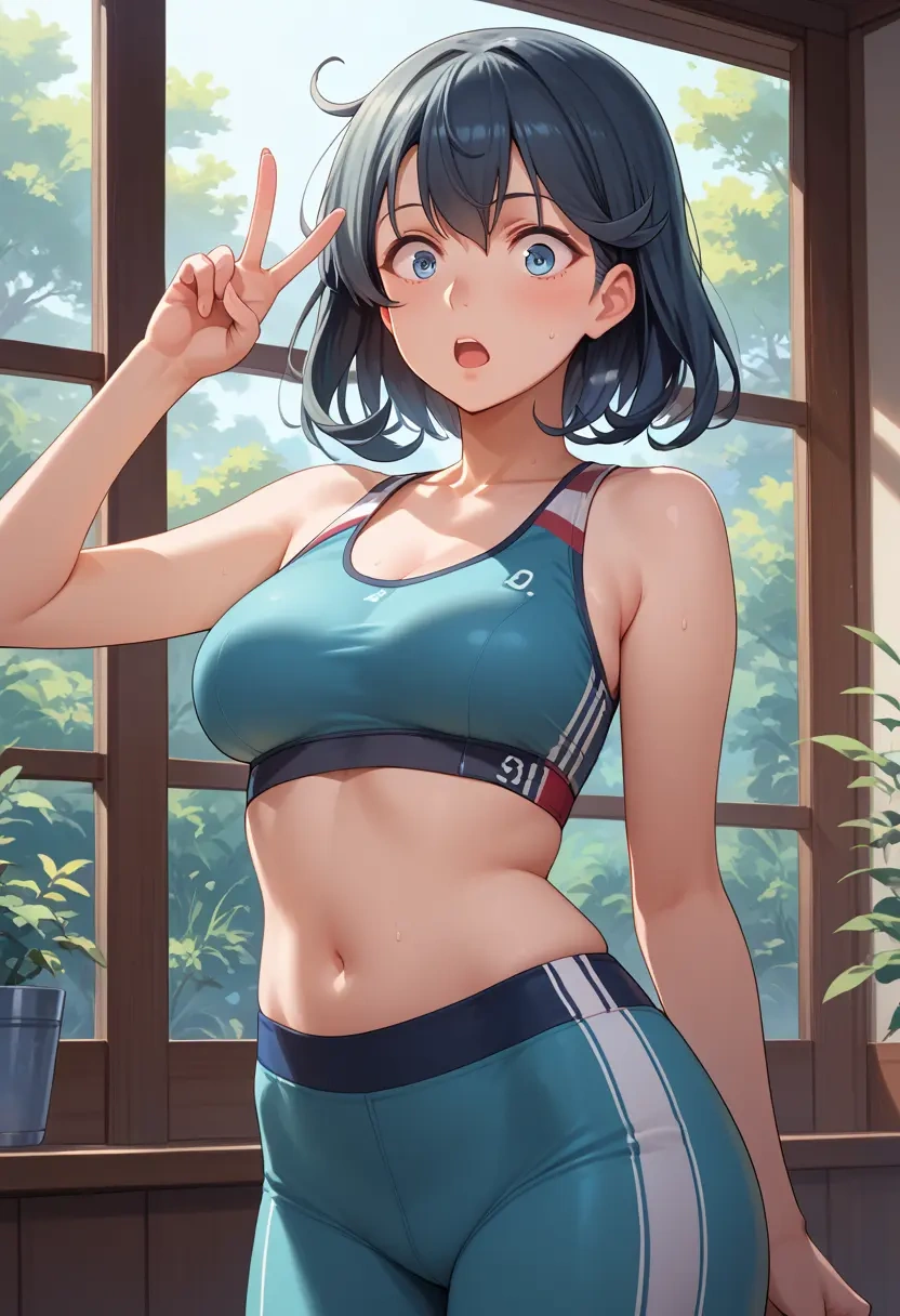 kantai_collection,asashio_kai_ni_(kancolle),sports bra,wide-leg joggers  - 