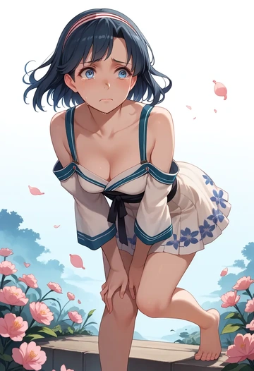 kantai_collection,asashio_kai_ni_(kancolle),silk slip dress,floral prints  - AI generated anime art