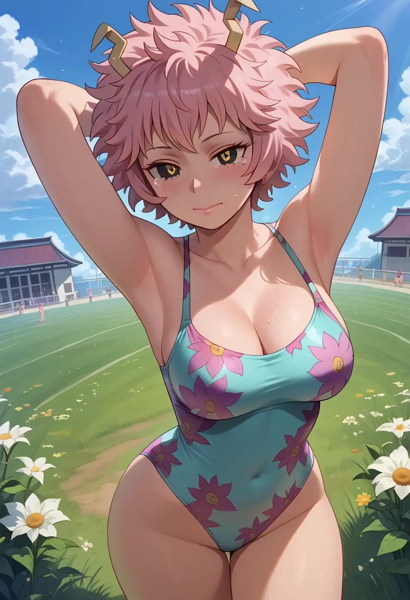 boku_no_hero_academia,ashido_mina,swimsuit,floral print  - 