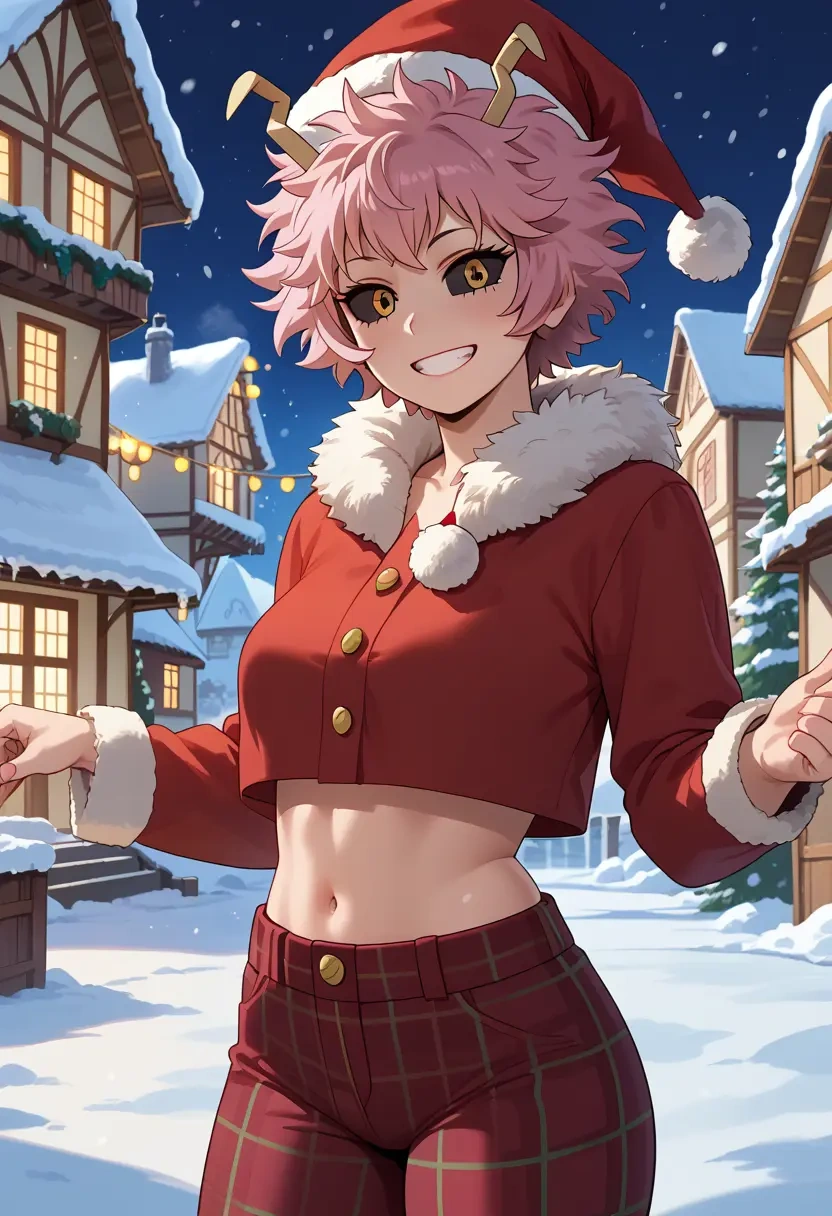 boku_no_hero_academia,ashido_mina,Christmas,plaid trousers  - 