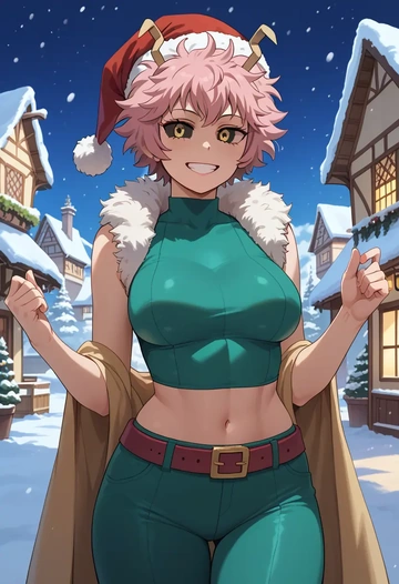 boku_no_hero_academia,ashido_mina,Christmas,dress  - AI generated anime art