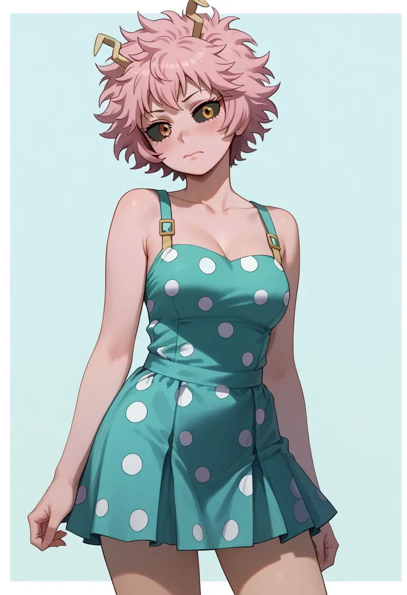 boku_no_hero_academia,ashido_mina,silk slip dress,polka dots  - 