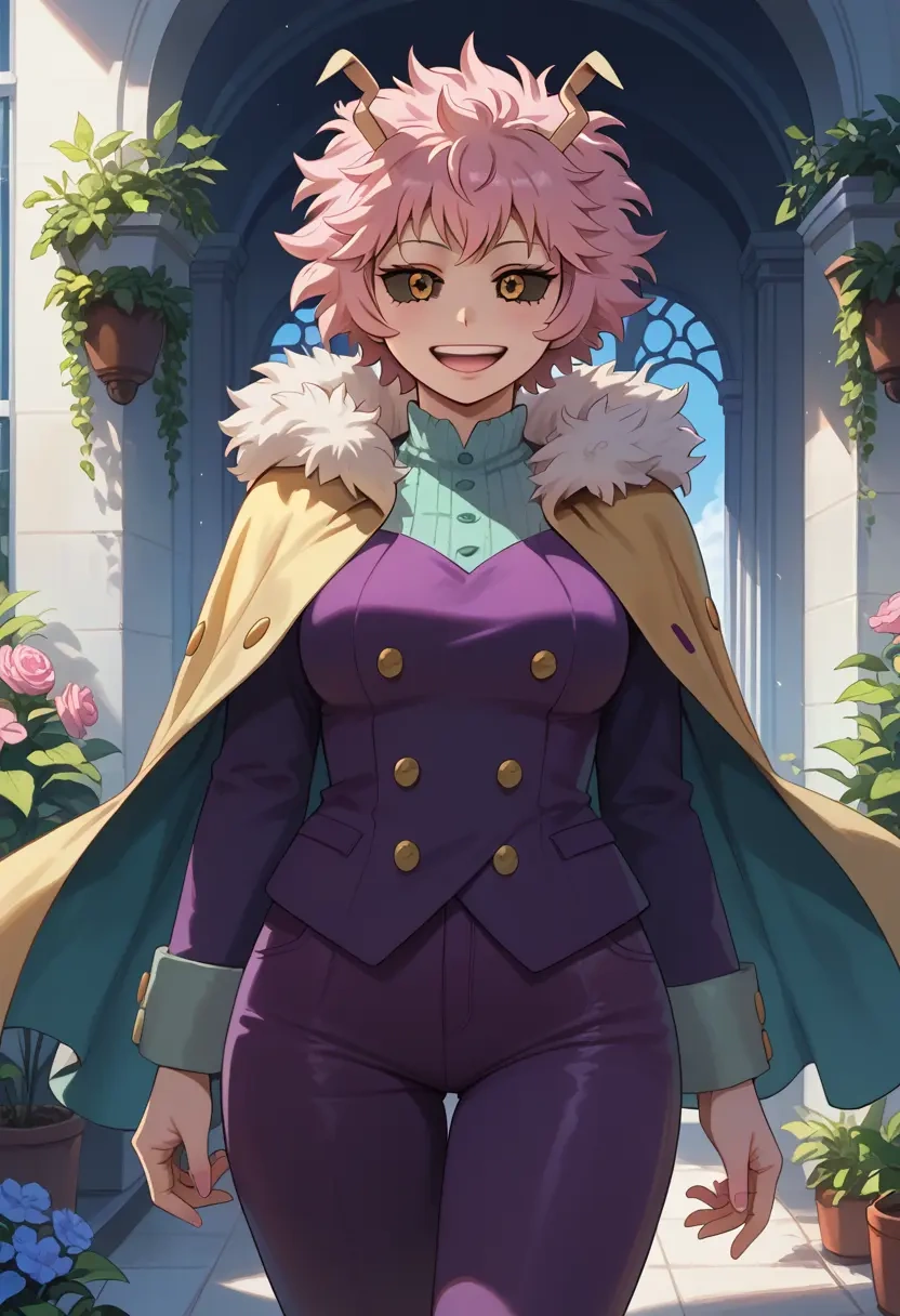 boku_no_hero_academia,ashido_mina,cape,hooded,leather pants  - 