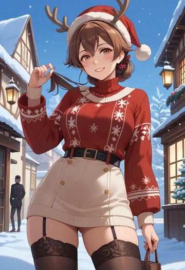 kantai_collection,ashigara_(kancolle),sweater,stockings,Thigh garters  - AI generated anime art