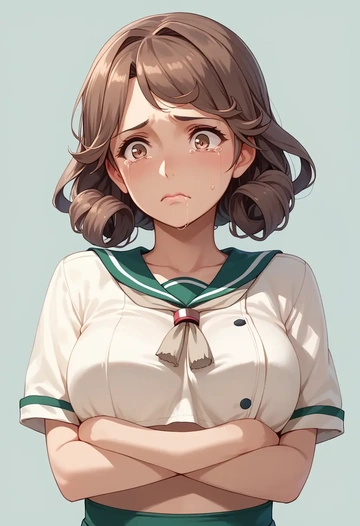 kantai_collection,ashigara_(kancolle),crop top,loose joggers,headset  - AI generated anime art