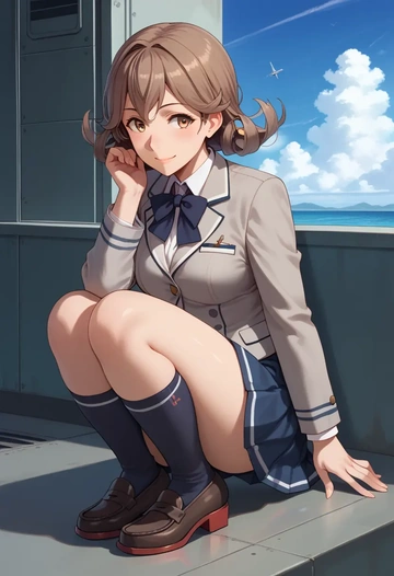 kantai_collection,ashigara_(kancolle),winter,student uniform,blazer  - AI generated anime art