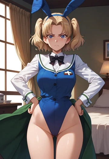 girls_und_panzer,assam_(girls_und_panzer),bunny girl  - AI generated anime art