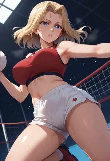 girls_und_panzer,assam_(girls_und_panzer),volleyball uniform  - AI generated anime art