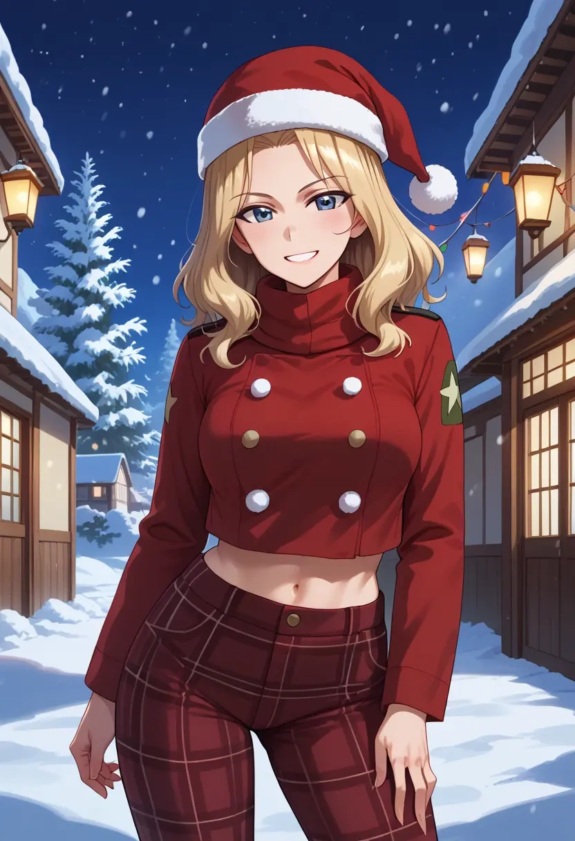 girls_und_panzer,assam_(girls_und_panzer),Christmas,plaid trousers  - 