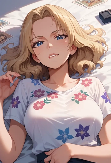 girls_und_panzer,assam_(girls_und_panzer),silk graffiti shirt,dolphin shorts  - AI generated anime art