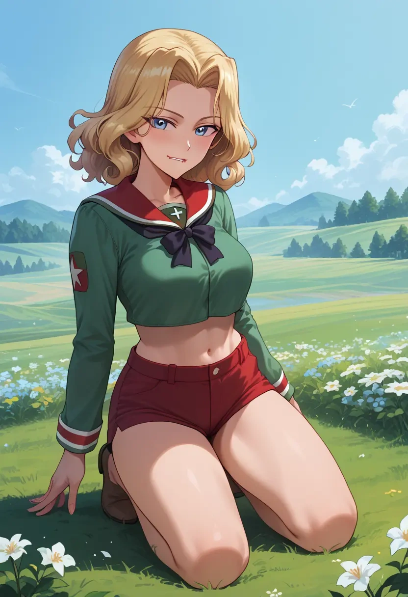 girls_und_panzer,assam_(girls_und_panzer),red velvet shorts  - 