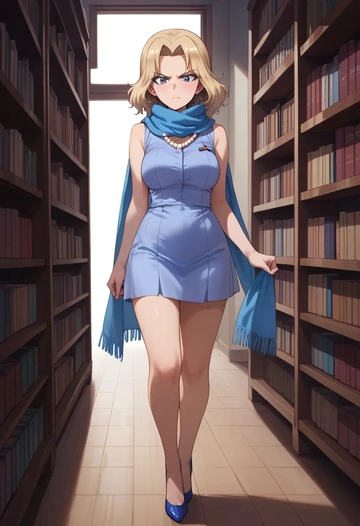 girls_und_panzer,assam_(girls_und_panzer),spring,elegant woman,wrap dress  - AI generated anime art