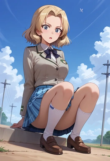 girls_und_panzer,assam_(girls_und_panzer),spring,student uniform,blazer  - AI generated anime art