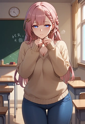 star rail,asta,teacher, sweater, jeans shorts  - AI generated anime art