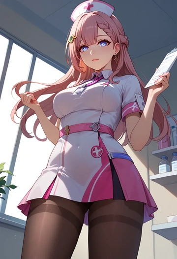 star rail,asta,nurse pantyhose,mini skirt, sexy  - AI generated anime art