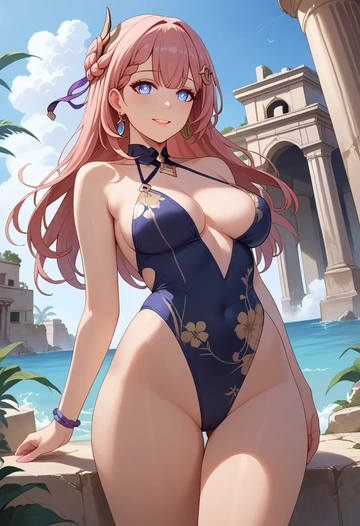 star rail,asta,swimsuit,floral print  - AI generated anime art