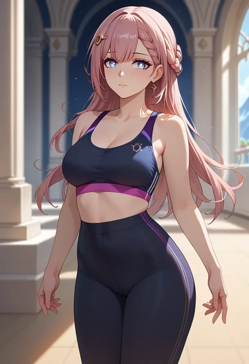 star rail,asta,yoga shorts, bra  - AI generated anime art