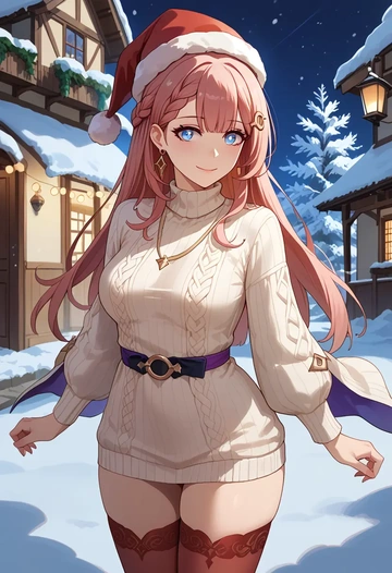 star rail,asta,Christmas,sweater dress,stockings  - AI generated anime art