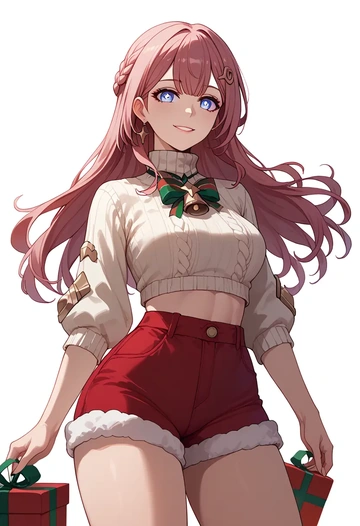 star rail,asta,Christmas,red velvet shorts,turtleneck sweater  - AI generated anime art