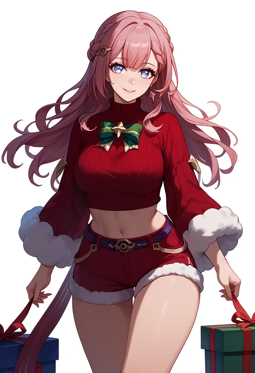 star rail,asta,Christmas,red velvet shorts,turtleneck sweater  - 