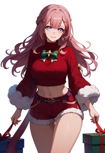 star rail,asta,Christmas,red velvet shorts,turtleneck sweater  - AI generated anime art