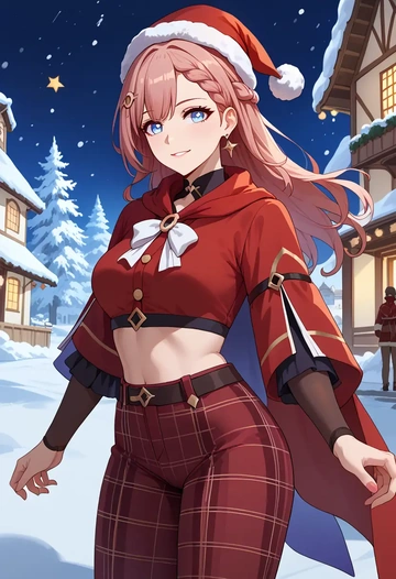 star rail,asta,Christmas,plaid trousers  - AI generated anime art