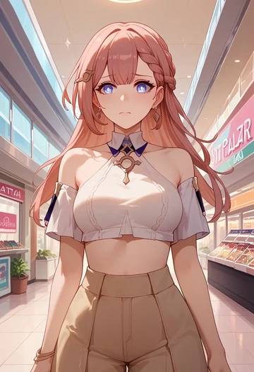 star rail,asta,crop top,loose joggers,headset  - AI generated anime art