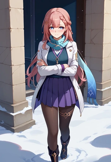 star rail,asta,winter,student uniform,puffer jacket  - AI generated anime art