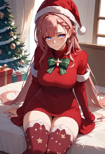 star rail,asta,Christmas,sweater dress,stockings  - AI generated anime art