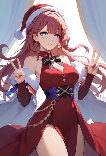 star rail,asta,Christmas,red velvet dress  - AI generated anime art